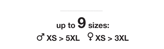 up to 9 sizes