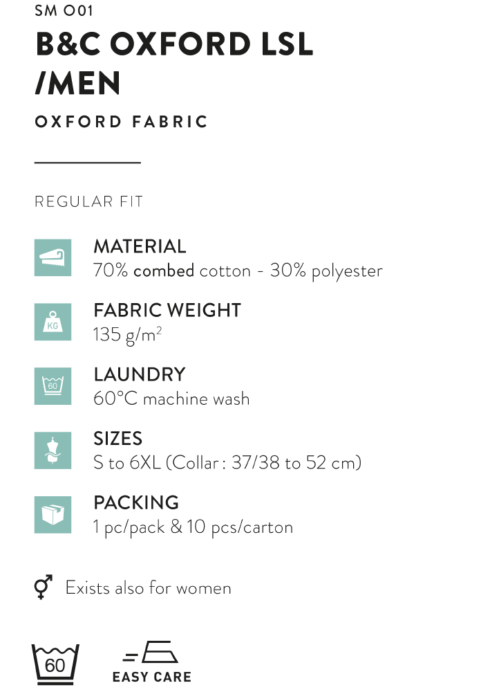 Oxford fabric - Regular fit - Easy care